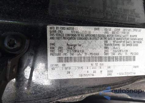 2012 Ford Focus Se from USA, damaged, VIN 1FAHP3F24CL381806